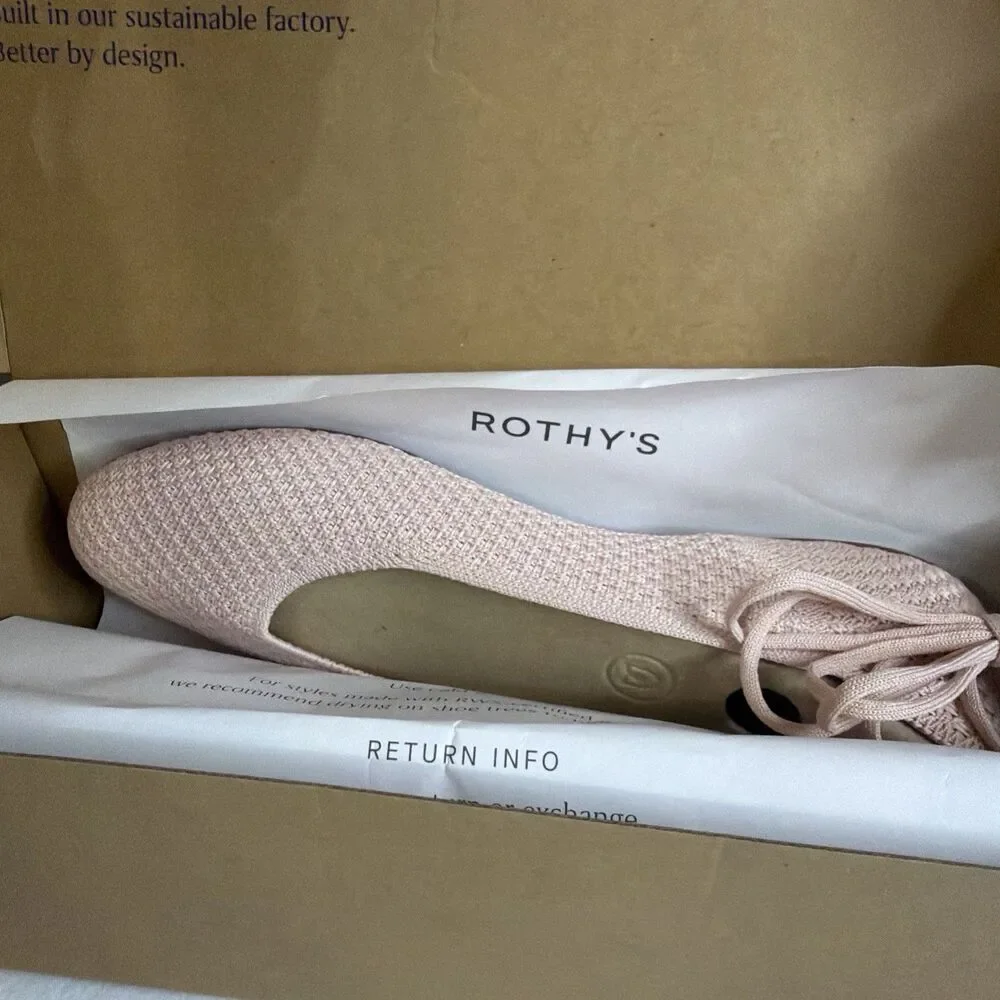 NIB Rothy's Women's Ballerina Pink The Ballet Flat Shoes sz 8